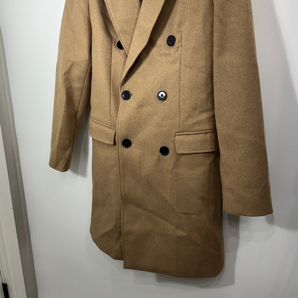 Express Women’s Trench Coat Wool Blend Camel Color Water Resistant size XS. NWT. - Picture 3 of 12